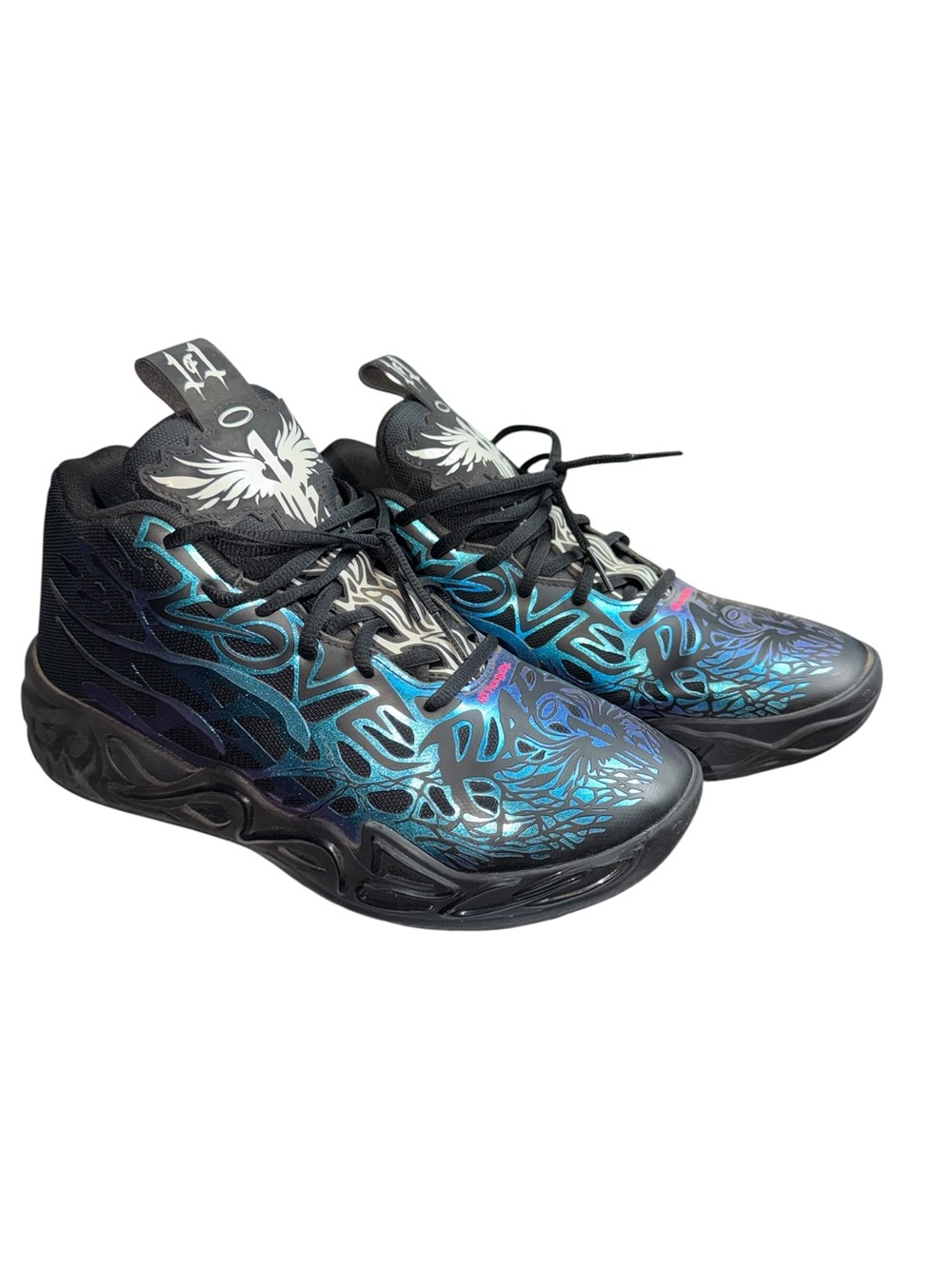 PUMA LaMelo Ball MB.04 Reflections GS Size 7 Black Blue Basketball Shoes